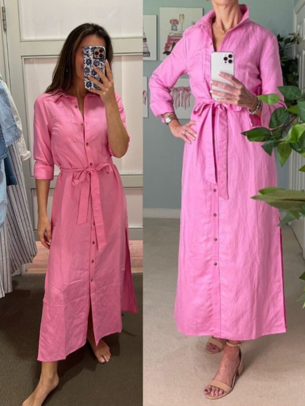 NWT! Loft - Linen Blend Maxi Pocket Shirtdress Button-Up 34965801 | Pink Punch - Picture 10 of 11